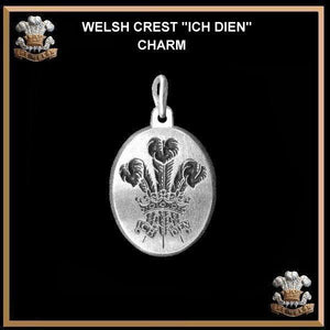 Welsh Crest 'Ich Dien' Charm - Sterling Silver