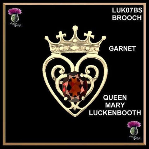 Scottish Luckenbooth Queen Mary Brooch, Gold Gemstone Pin