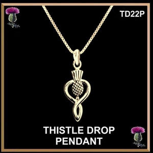 Thistle Drop Pendant, Emblem Of Scotland - 10K or 14K Gold