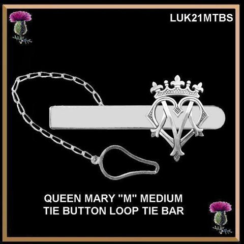 Queen Mary "M" Medium Luckenbooth Tie Bar - Sterling Silver