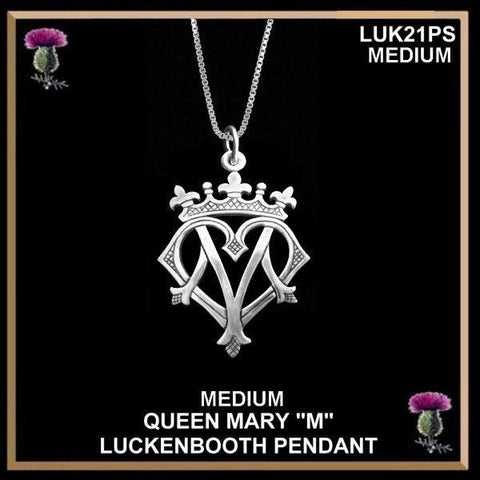 Queen Mary "M" Medium Luckenbooth Pendant - Pewter