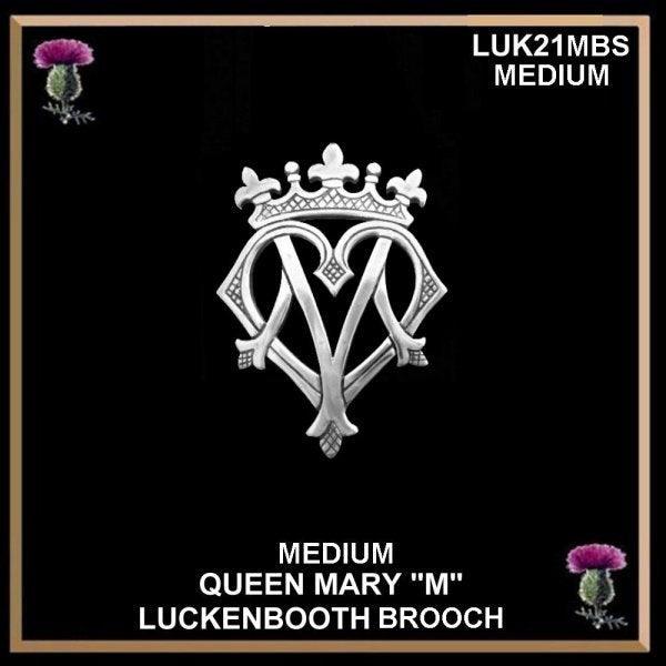 Queen Mary "M" Medium Luckenbooth Brooch - Sterling Silver Luk21MBS