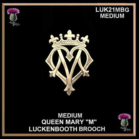 Queen Mary "M" Medium Luckenbooth Brooch - Gold