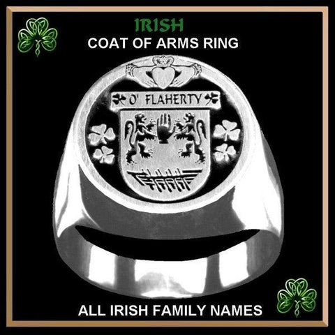 Irish Coat of Arms Disk Family Crest Ring ID100-S - All Names