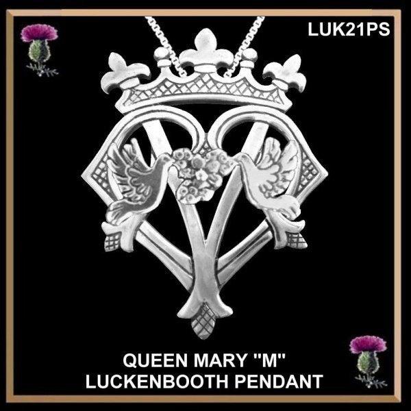 Queen Mary "M" Luckenbooth Doves Pendant - Sterling Silver Luk21DPS