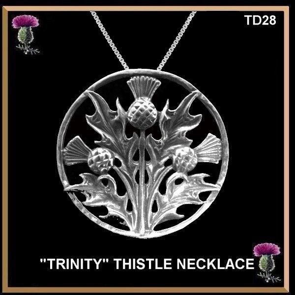 Trinity Thistle Pendant Sterling Silver Scottish Emblem TD28P