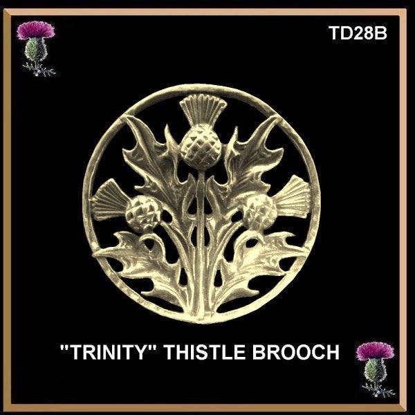 Trinity Thistle Brooch 14K Gold Scottish Emblem TD28B