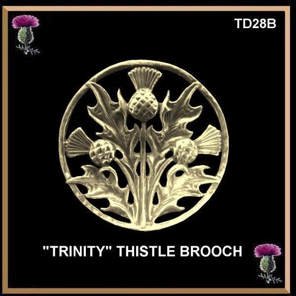 Trinity Thistle Brooch 10K Gold Scottish Emblem TD28B