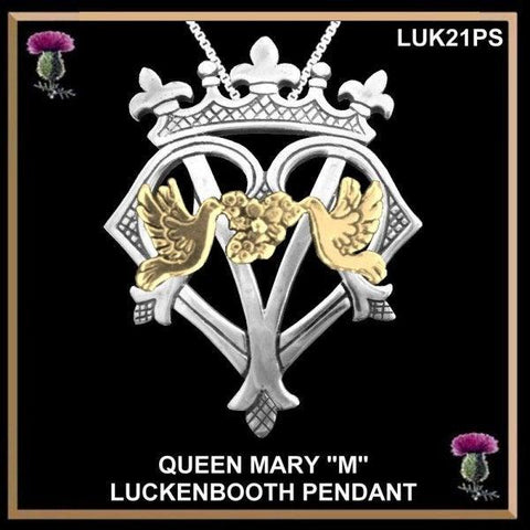 Queen Mary "M" Luckenbooth Dove Pendant - LUK21GDP