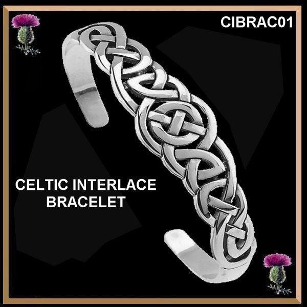 Celtic Cuff Bracelet, Interlace - Sterling Silver