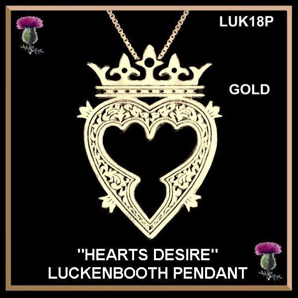 Hearts Desire Luckenbooth 10K or 14K Solid Gold Pendant