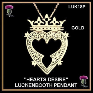 Hearts Desire Luckenbooth 10K or 14K Solid Gold Pendant