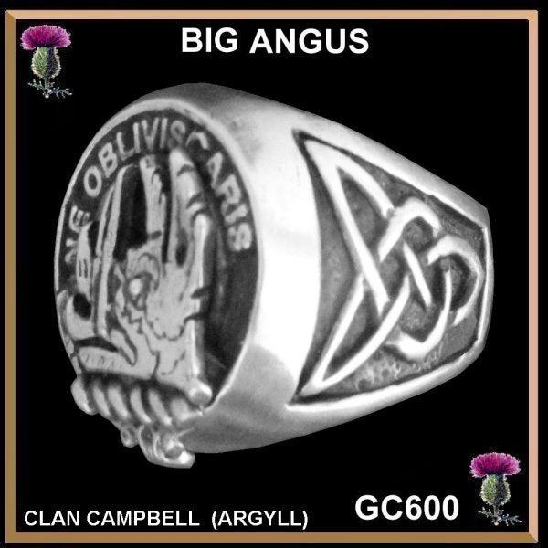 Scottish Clan Crest Ring, Big Angus, Sterling Silver - All Clans