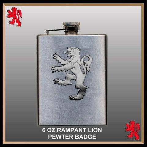 6oz Rampant Lion Badge Flask Symbol Of Scotland Hip Flask