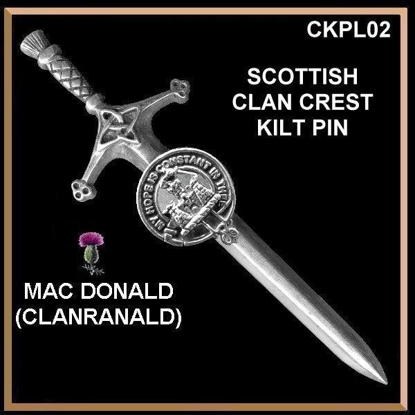 MacDonald (Clanranald) Clan Crest Kilt Pin, Scottish Pin ~ CKP02